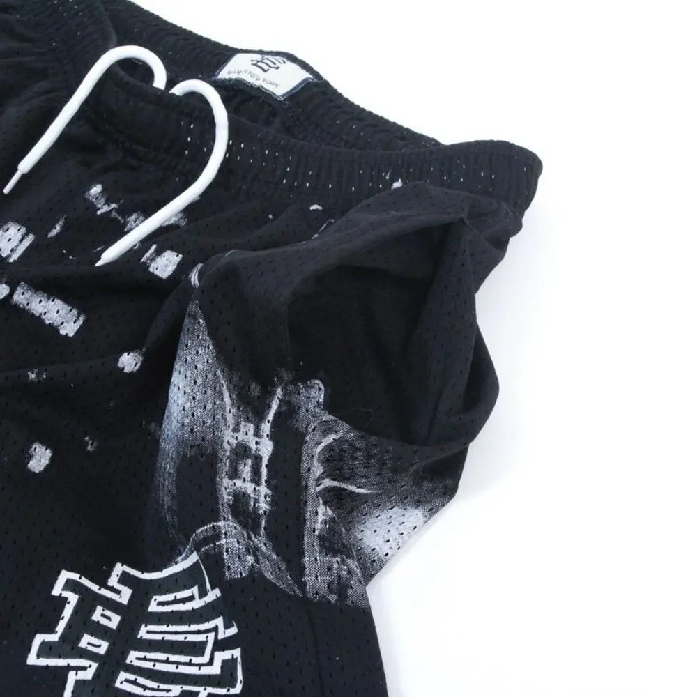 Eric Emanuel New York City Skyline Black Graphic Mesh Mens Large EE Basic Shorts